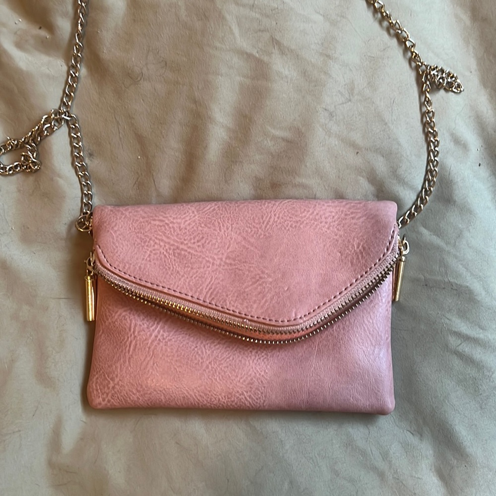 Nude pink small cross body with gold hardware